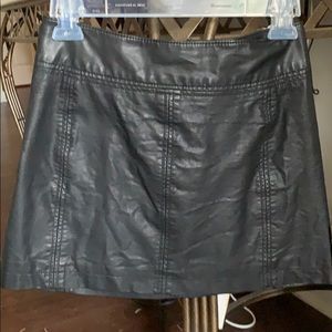 Free people black faux leather mini skirt